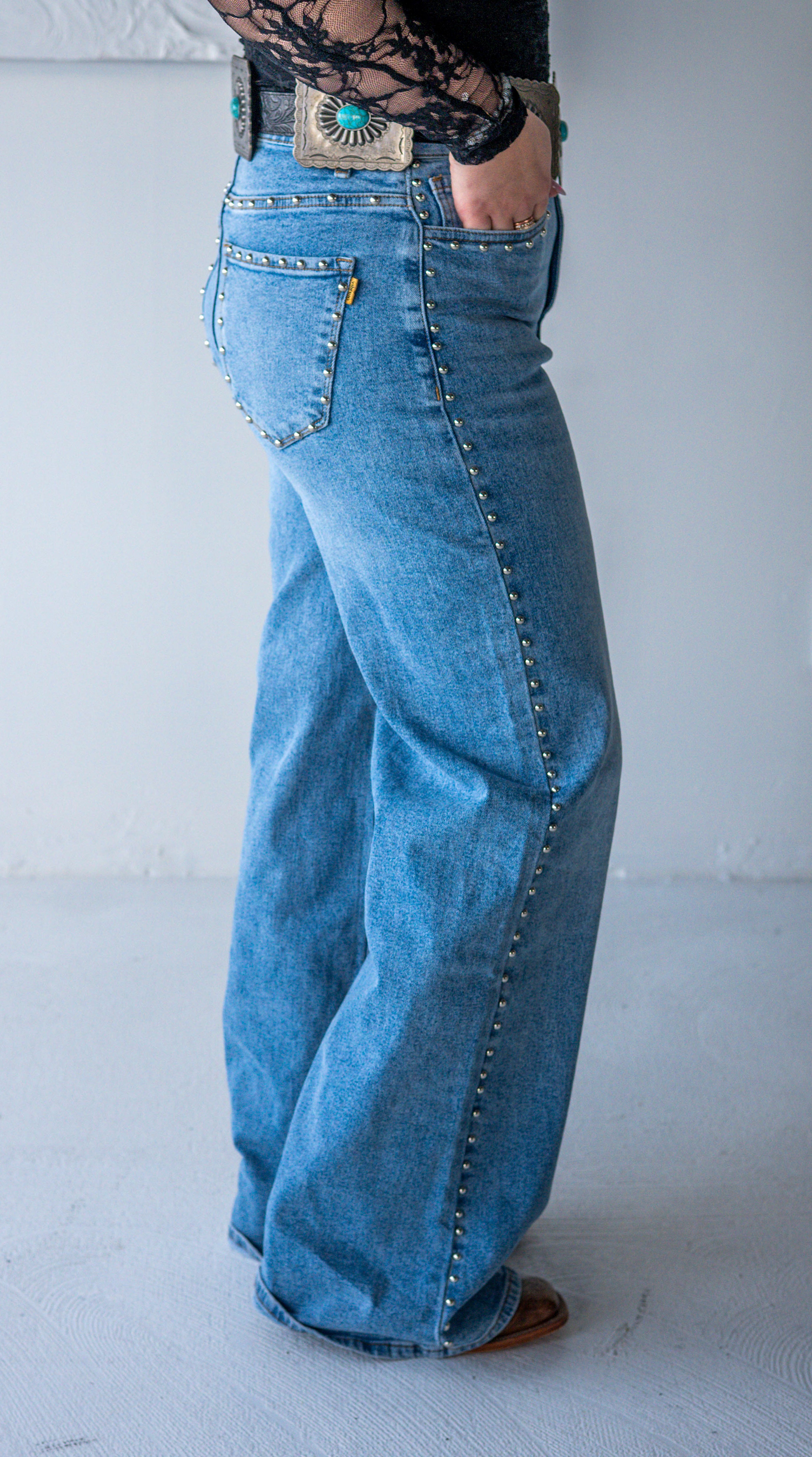Stud Wide Leg Jeans