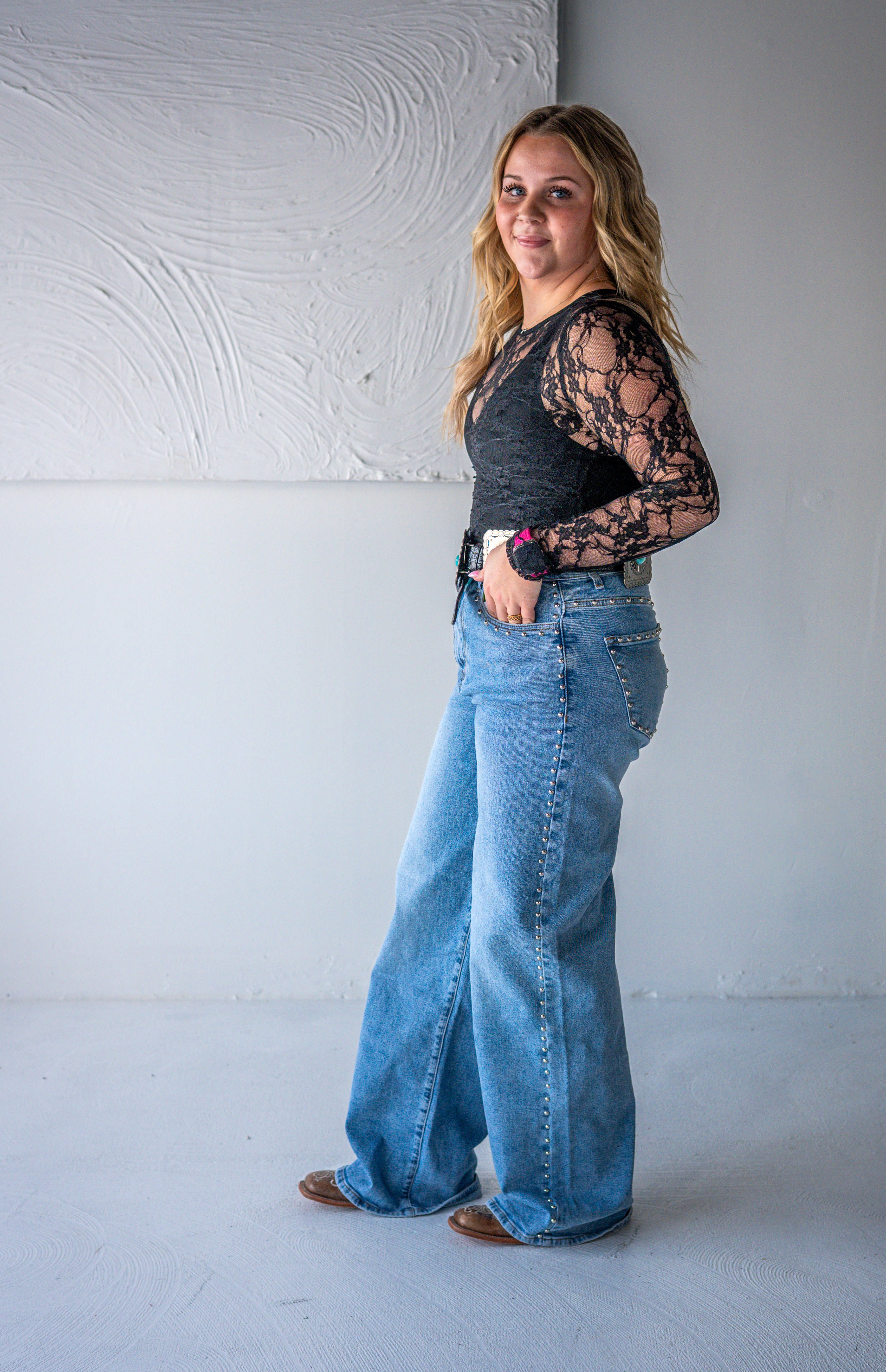Stud Wide Leg Jeans