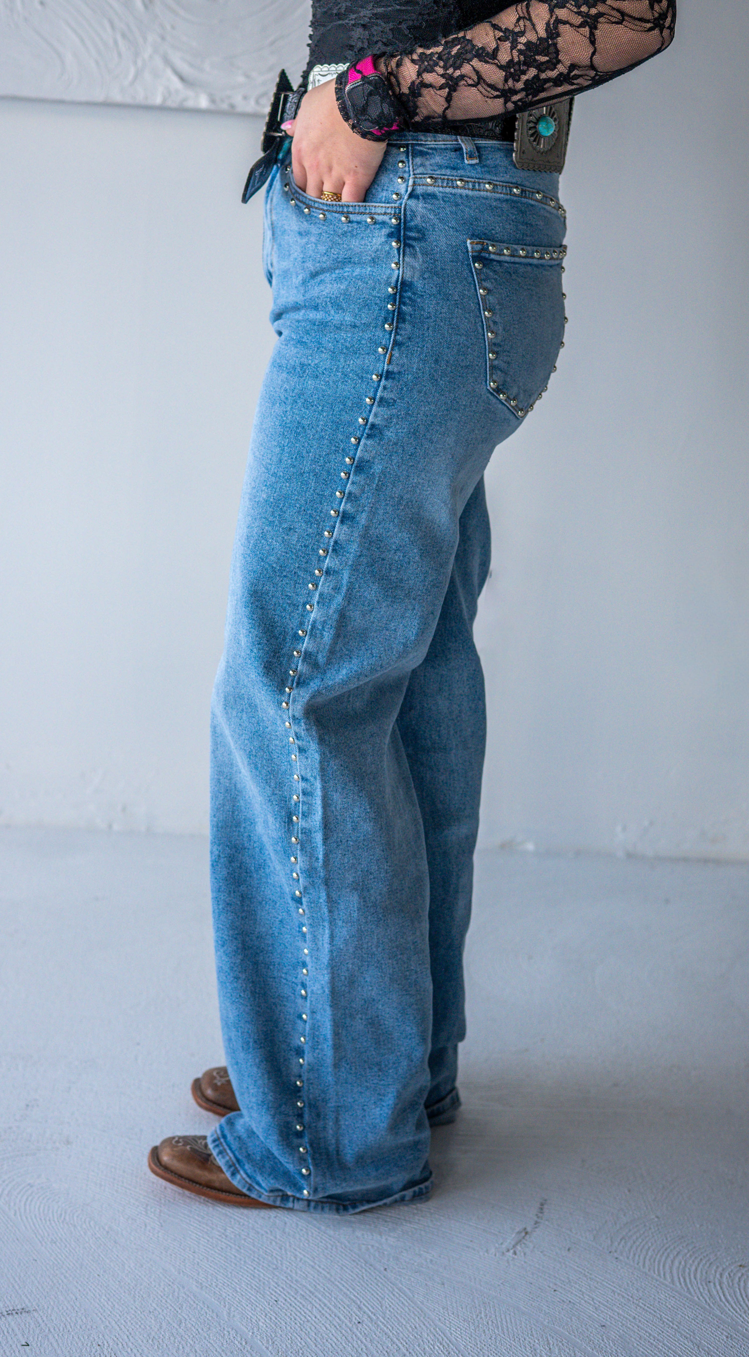 Stud Wide Leg Jeans
