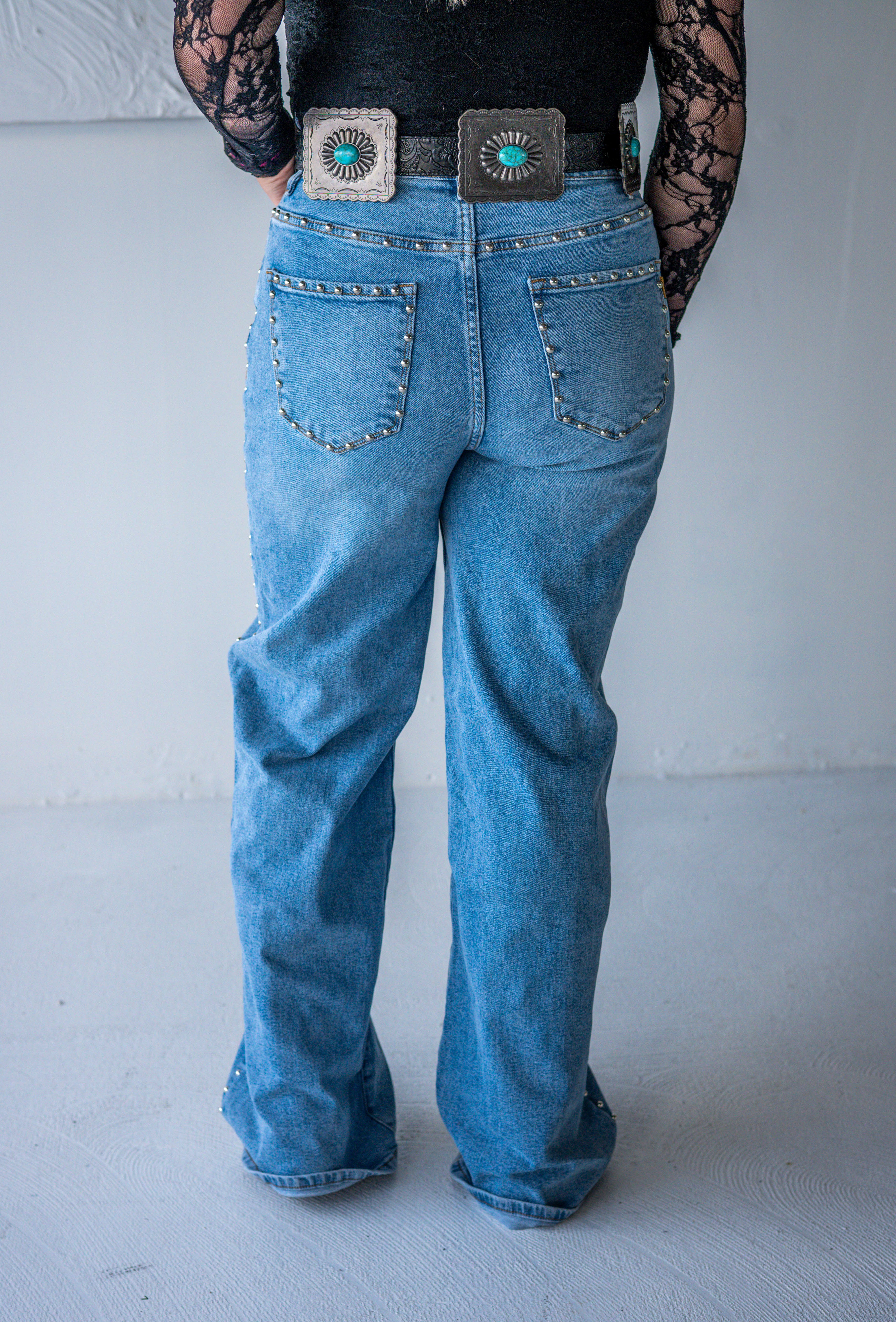 Stud Wide Leg Jeans