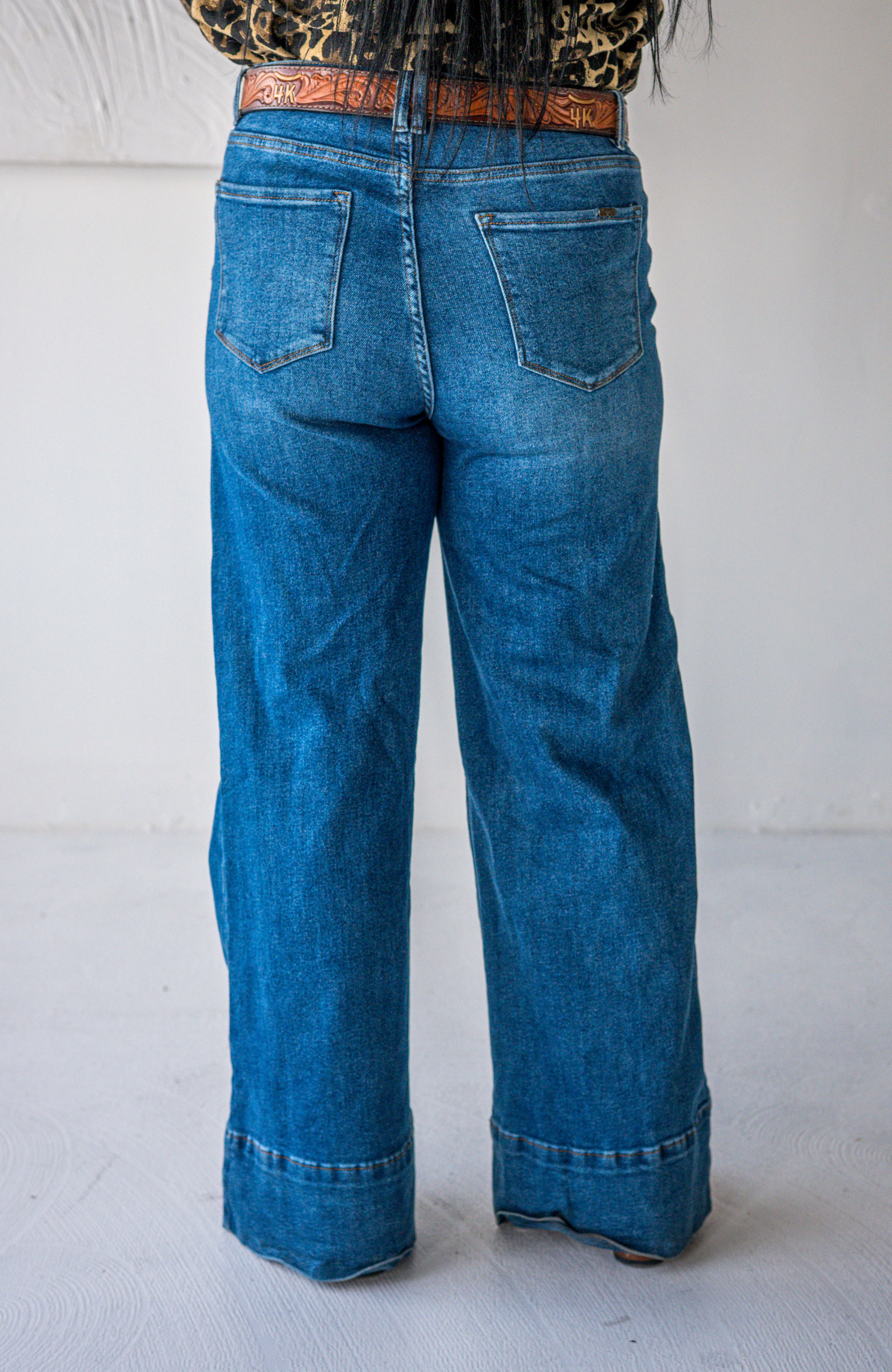 Dark Wash High Rise Trouser Jeans
