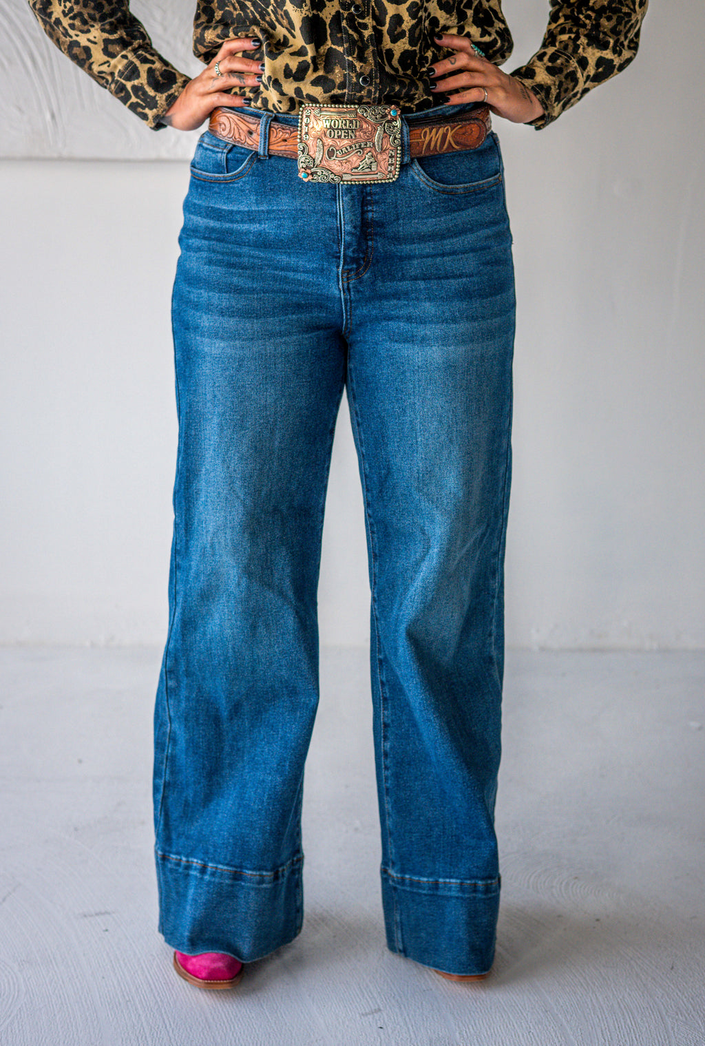 Dark Wash High Rise Trouser Jeans
