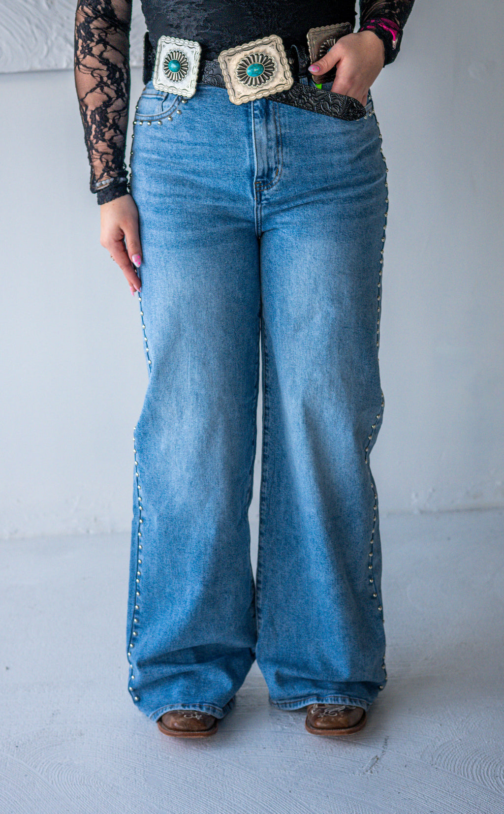 Stud Wide Leg Jeans
