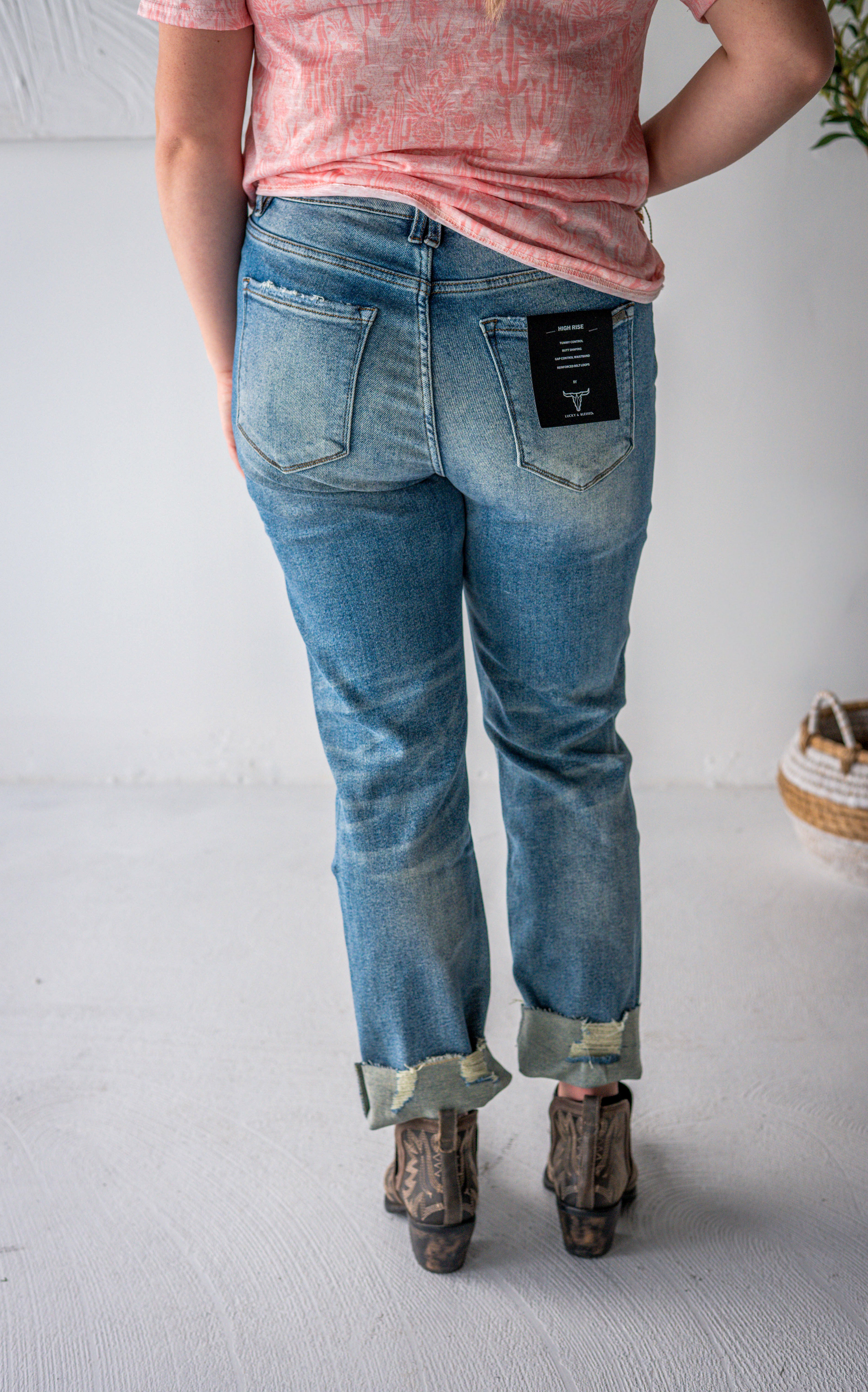 Stone Wash Boyfriend Jeans