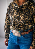 Leopard Denim Pearl Snap