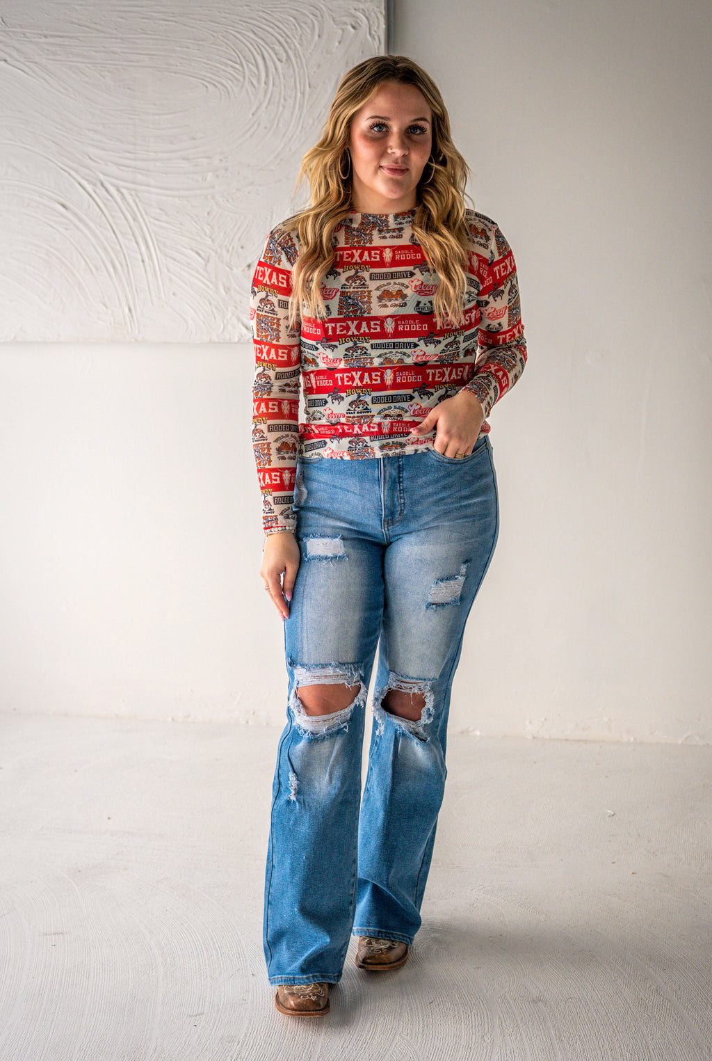 Light Wash High Rise Distressed Bootcut Jeans