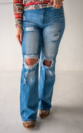 Light Wash High Rise Distressed Bootcut Jeans