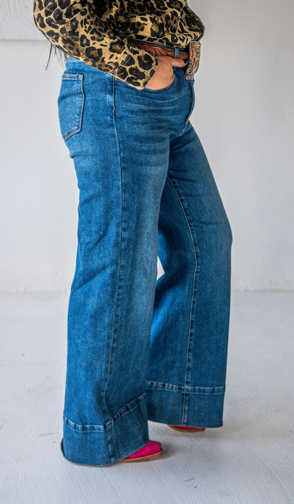 Dark Wash High Rise Trouser Jeans
