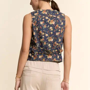 Flower Denim Vest