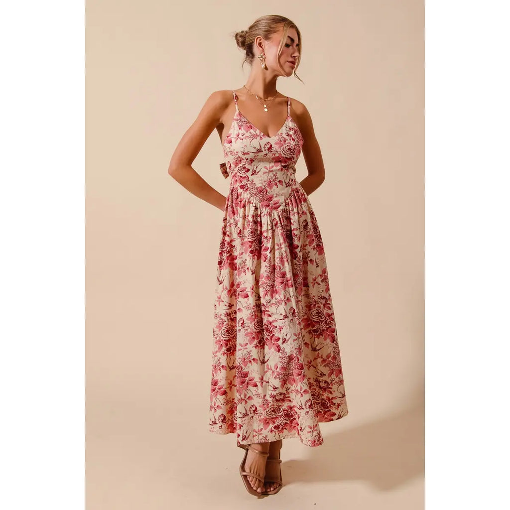 Floral Back Tie Dress