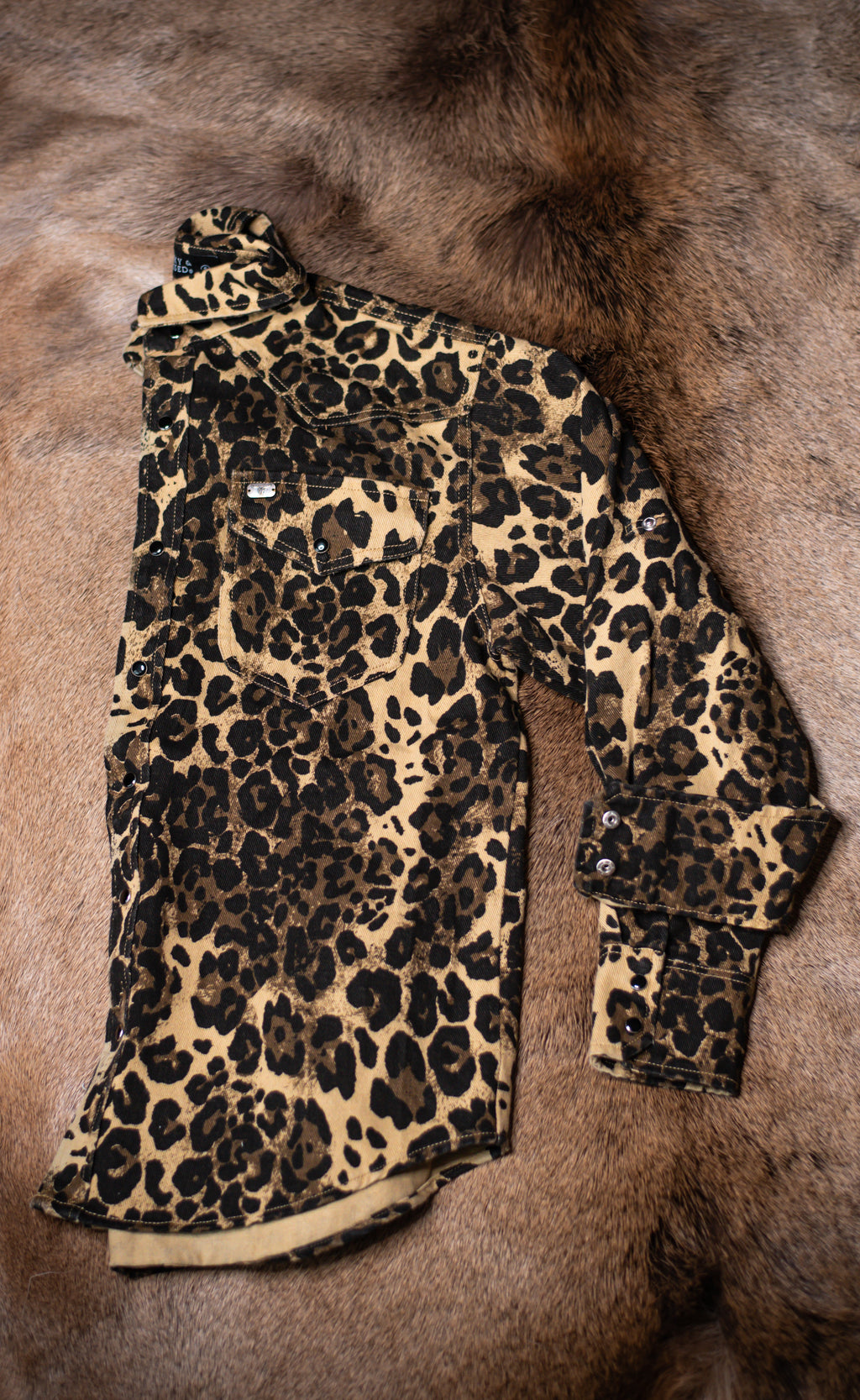 Leopard Denim Pearl Snap