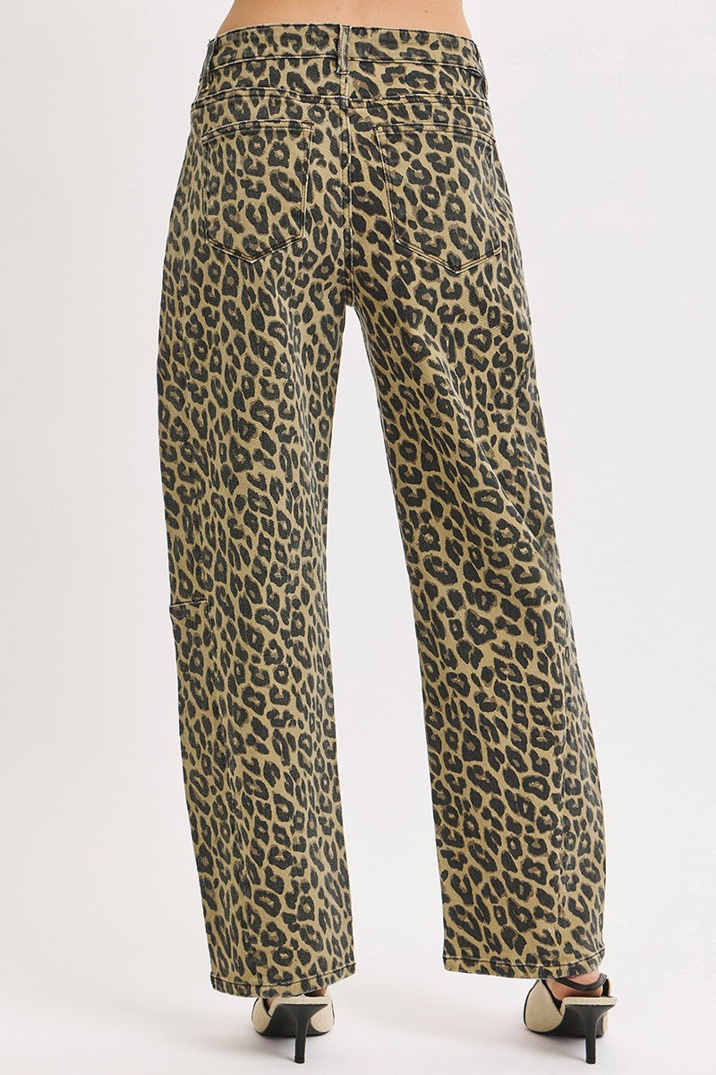 Leopard Barrel Jean