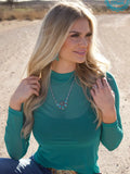 Turquoise Mesh Long Sleeve