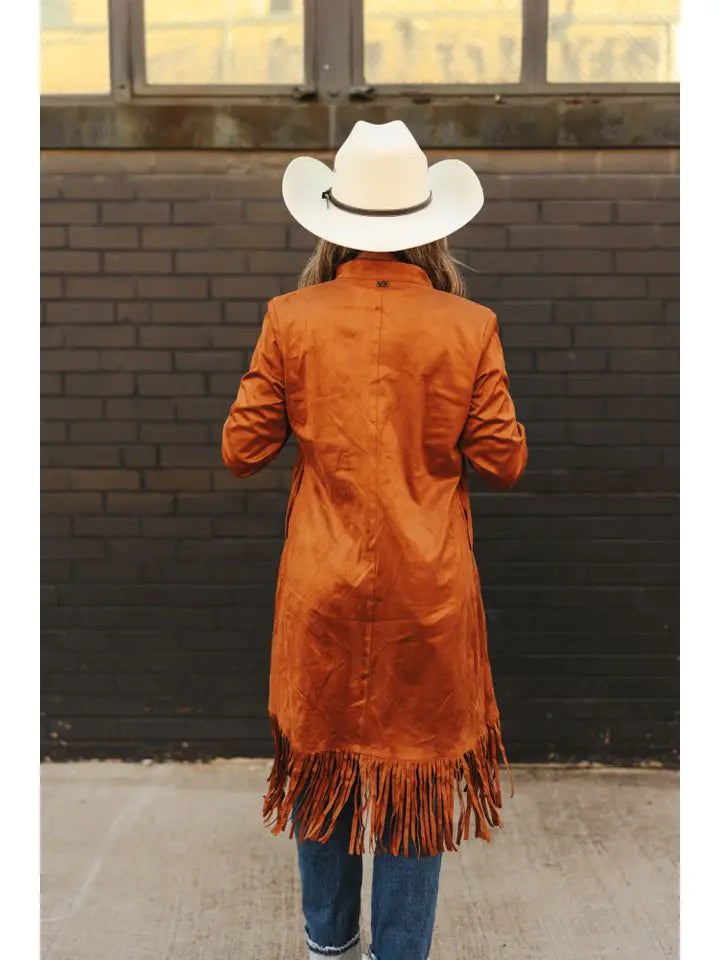 Suede Fringed Cardigan